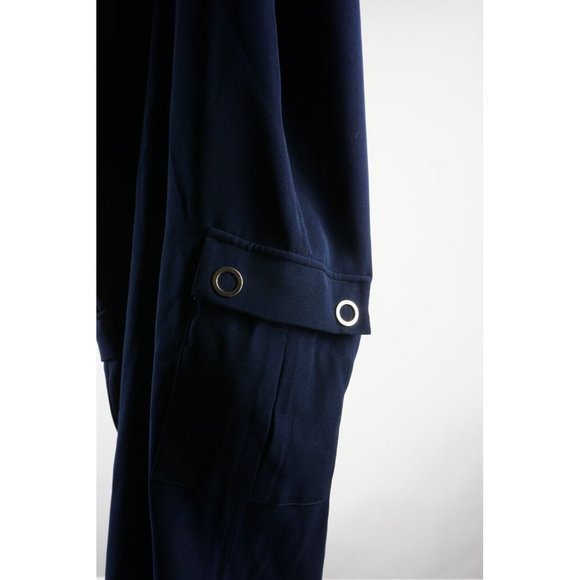 New 315$ Ted Baker Flan Belted Jumpsuit Size 4 Women's Blue Crepe Long Sleeve - Picture 8 of 12